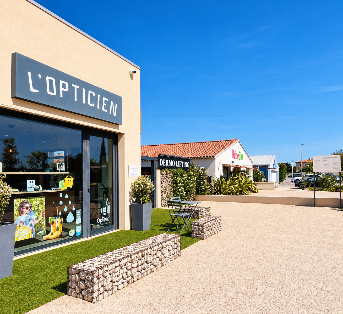 Façade commerciale de l’opticienne
